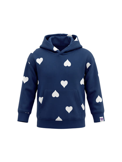 Storm Blue Hearts | Dekliški podložen pulover s kapuco - klasičen kroj