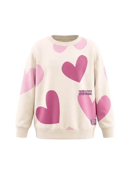 White Heart Family | Dekliški pulover - oversized kroj