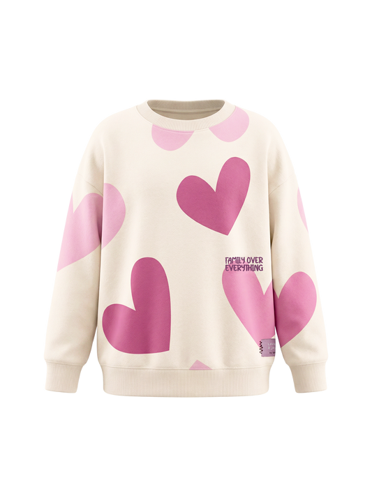 White Heart Family | Dekliški pulover - oversized kroj