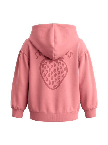 Peach Strawberries | Dekliška jopica s kapuco - oversized kroj