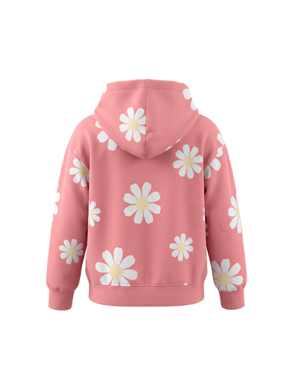 Peach Daisy Field | Dekliška jopica s kapuco - klasičen kroj