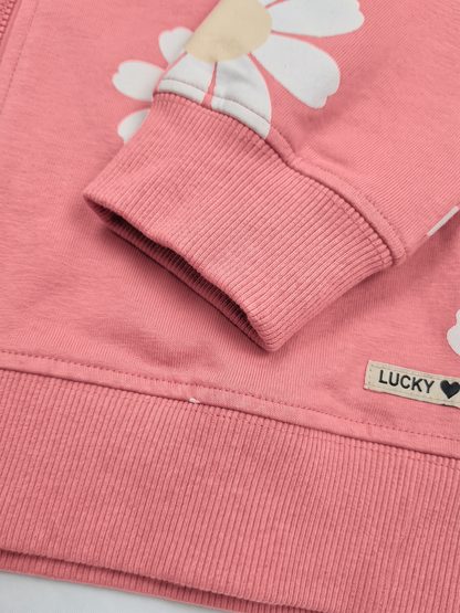 Peach Daisy Field | Dekliška jopica s kapuco - klasičen kroj