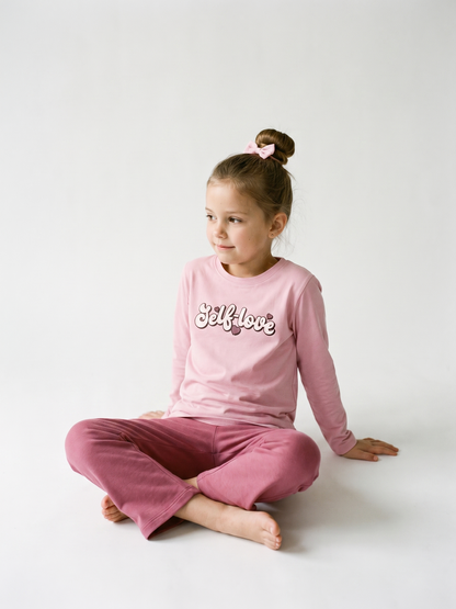 Pink Self Love | Dekliška majica z dolgimi rokavi