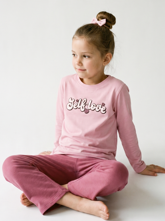 Pink Self Love | Dekliška majica z dolgimi rokavi