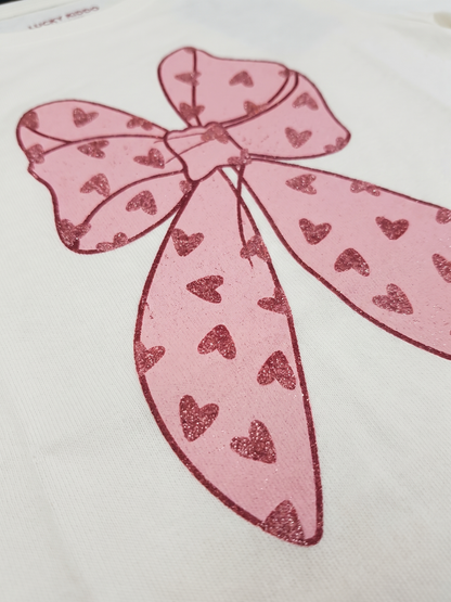 White Bow | Dekliška majica z dolgimi rokavi - klasičen kroj