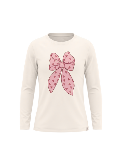 White Bow | Dekliška majica z dolgimi rokavi - klasičen kroj