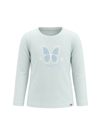 Mint Butterfly | Dekliška majica z dolgimi rokavi - klasičen kroj