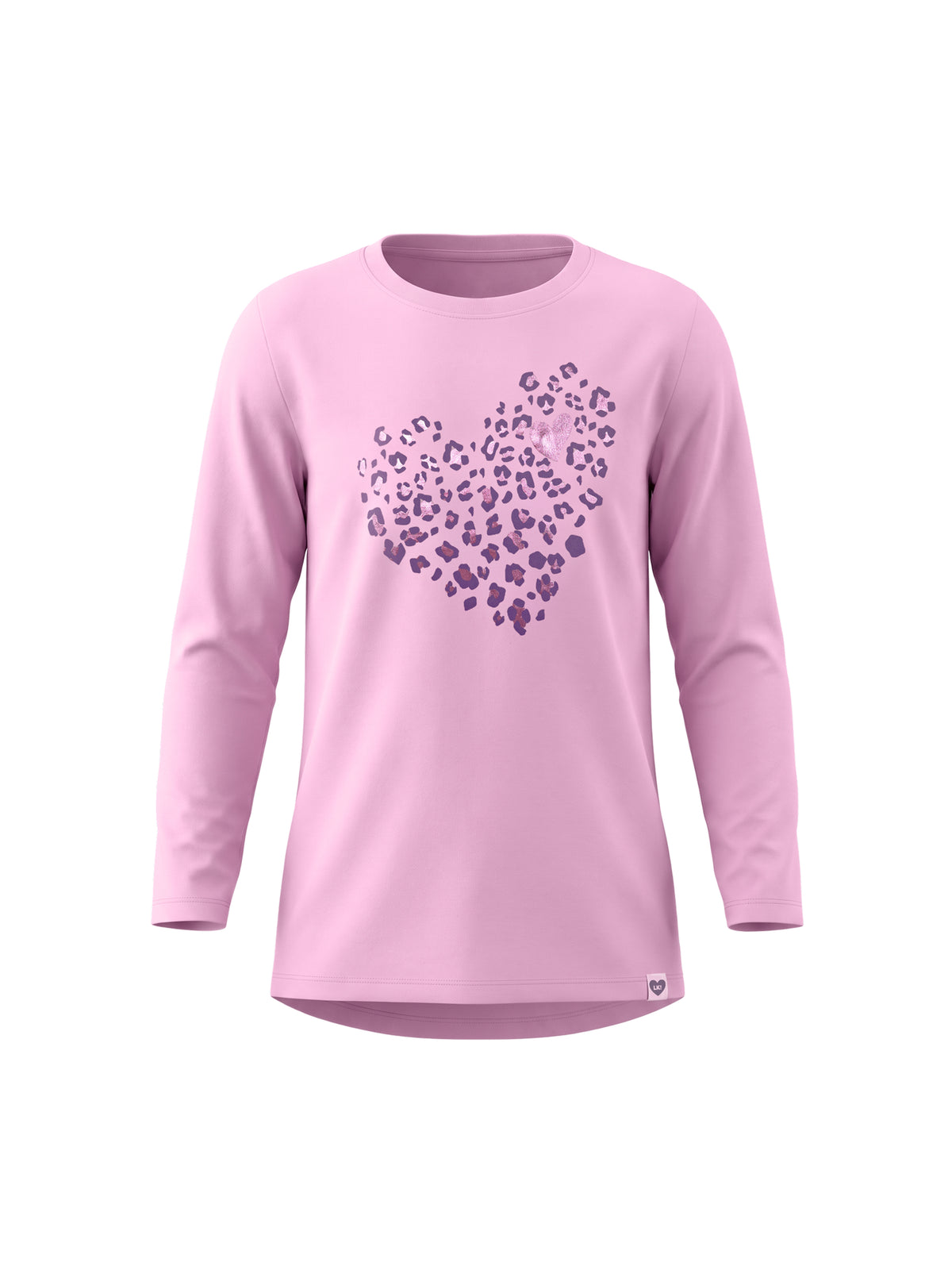 Pink Leopard Heart | Dekliška tunika z dolgimi rokavi - klasičen kroj