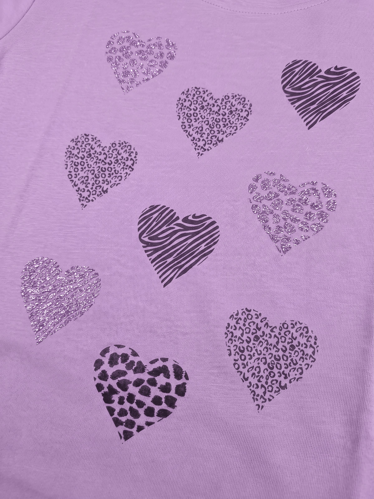 Lilac Shiny Hearts | Dekliška tunika z dolgimi rokavi - klasičen kroj