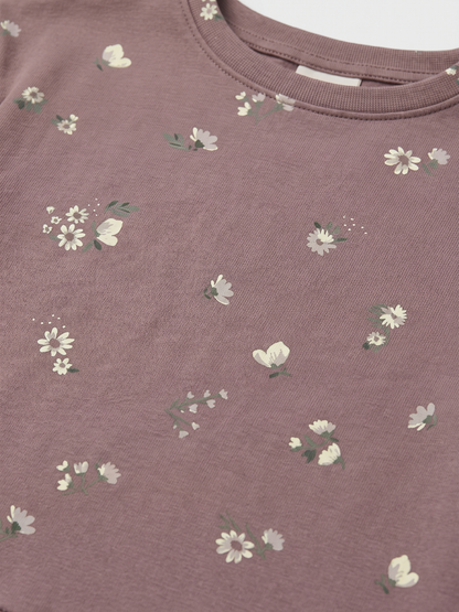 Mauve Bloom | Dekliška majica z dolgimi rokavi - ohlapen kroj