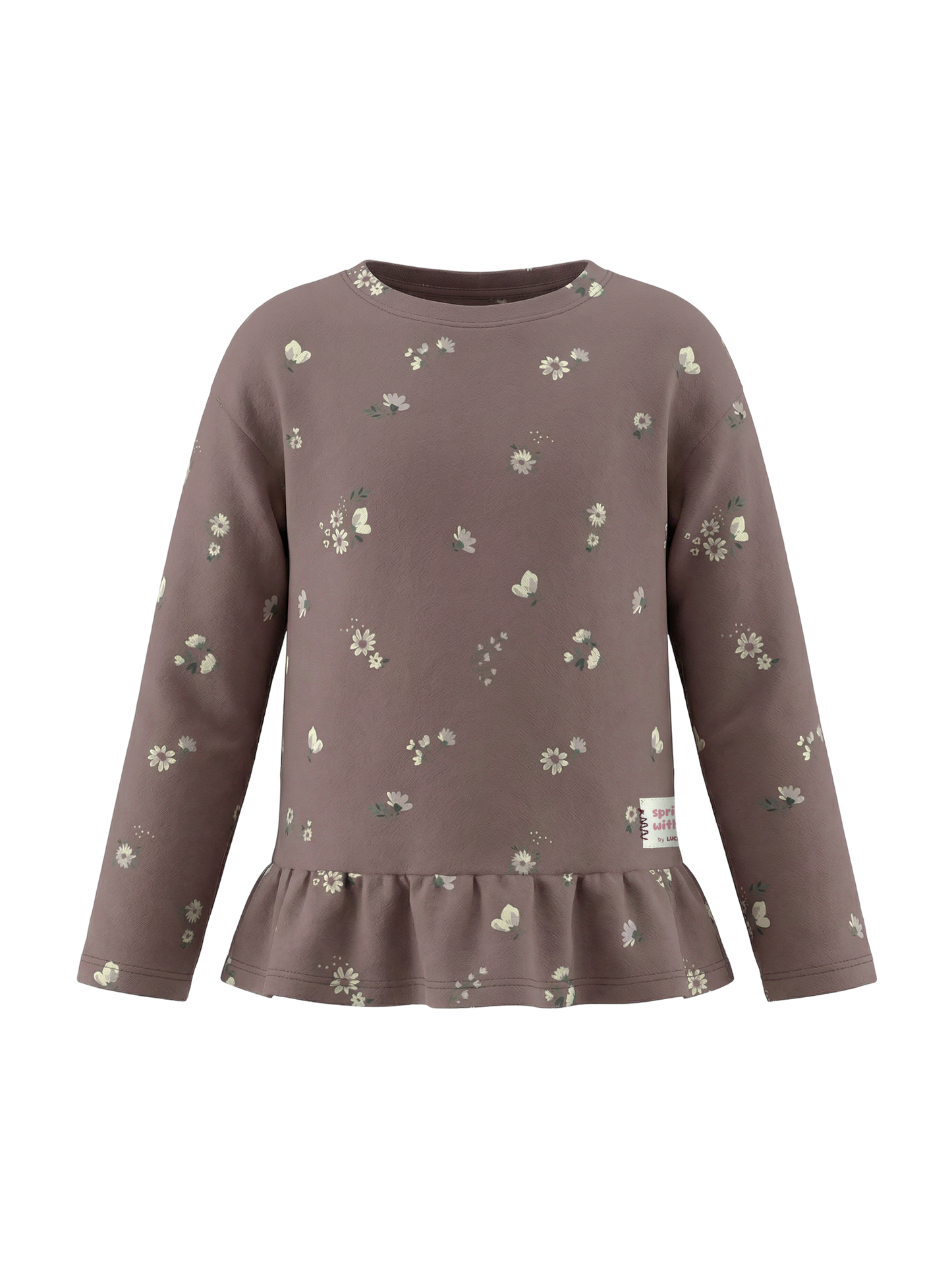 Mauve Bloom | Dekliška majica z dolgimi rokavi - ohlapen kroj