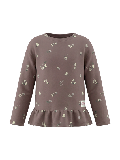 Mauve Bloom | Dekliška majica z dolgimi rokavi - ohlapen kroj