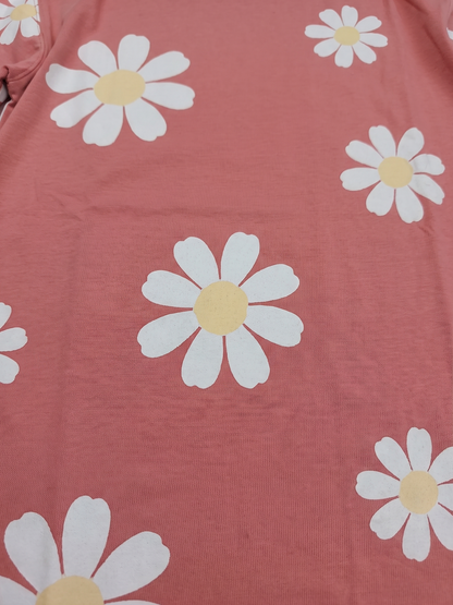 Peach Daisy Field | Dekliška majica z dolgimi rokavi - ohlapen kroj