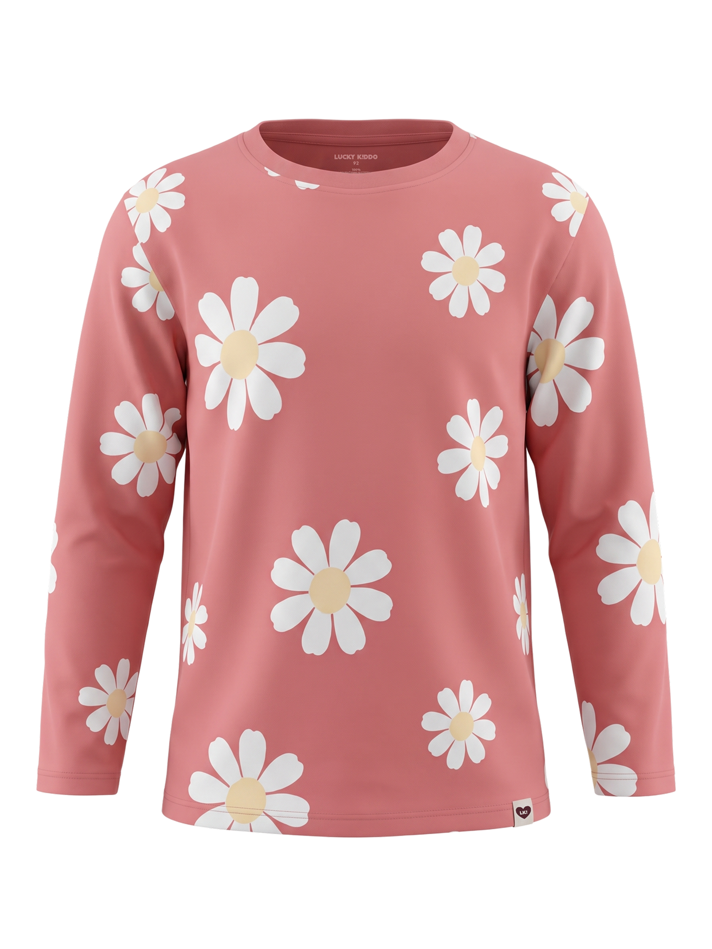 Peach Daisy Field | Dekliška majica z dolgimi rokavi - ohlapen kroj