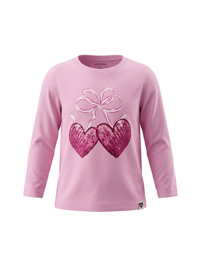 Pink Glitter Hearts | Dekliška majica z dolgimi rokavi - klasičen kroj