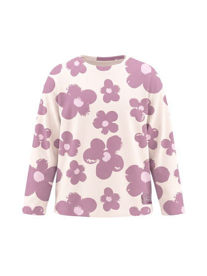 White Blossom | Dekliška majica z dolgimi rokavi - ohlapen kroj