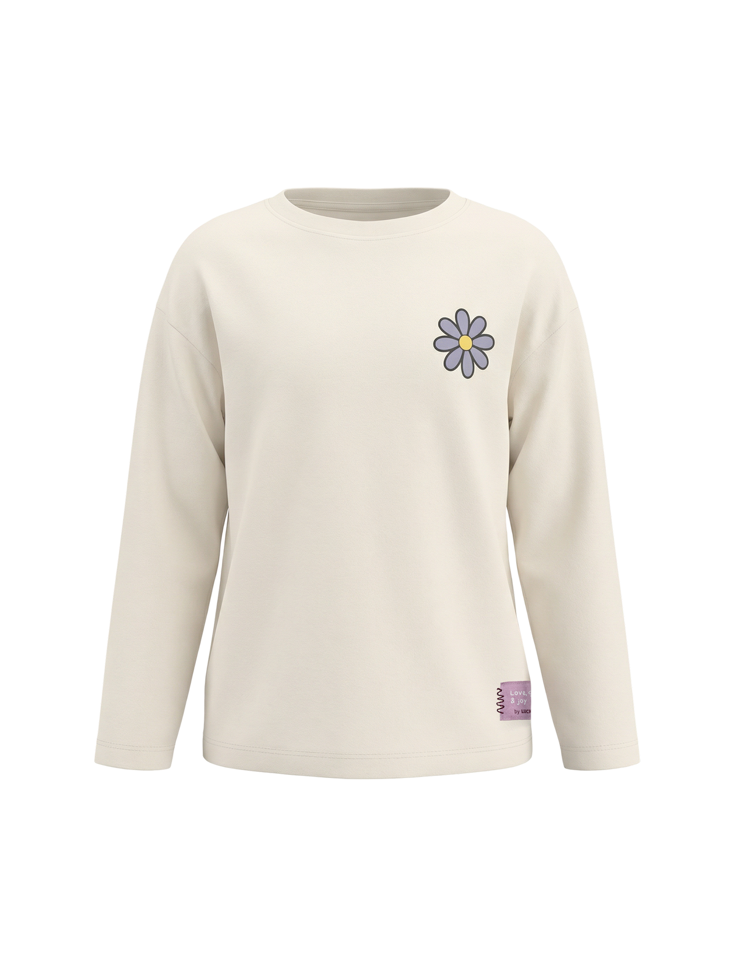 White Daisy | Dekliška majica z dolgimi rokavi - ohlapen kroj