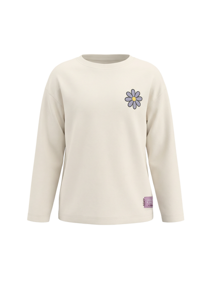 White Daisy | Dekliška majica z dolgimi rokavi - ohlapen kroj