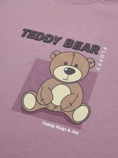 Lilac Teddy | Dekliška majica z dolgimi rokavi - ohlapen kroj