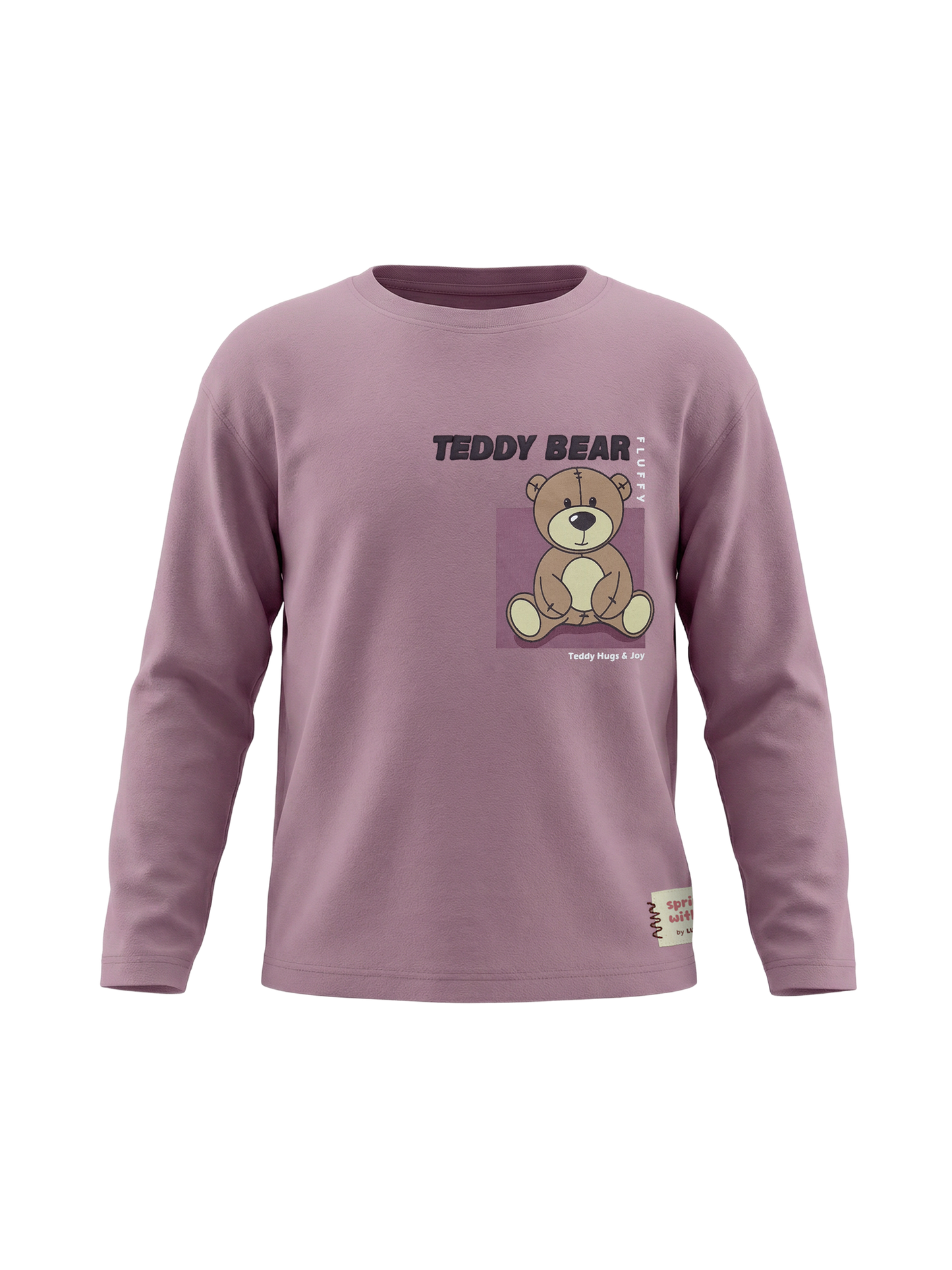 Lilac Teddy | Dekliška majica z dolgimi rokavi - ohlapen kroj