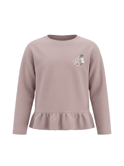 Violet Flower Flutter | Dekliška majica z dolgimi rokavi - ohlapen kroj