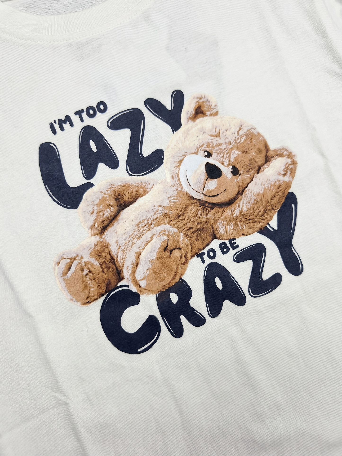 White Lazy Teddy | Dekliška majica z dolgimi rokavi - ohlapen kroj