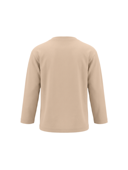 Beige Pocket Teddy | Dekliška majica z dolgimi rokavi - ohlapen kroj