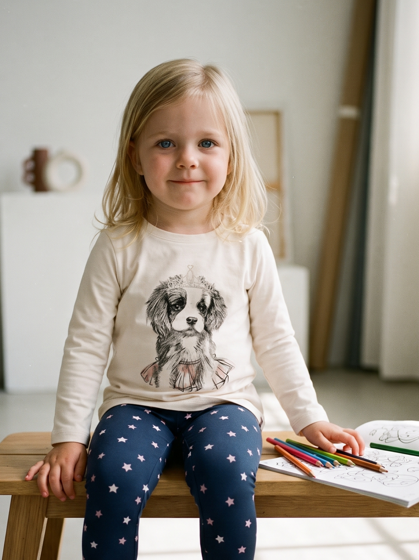 White Princess Dog | Dekliška tunika z dolgimi rokavi - klasičen kroj