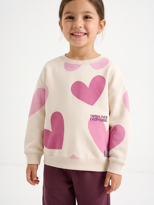 White Heart Family | Dekliški pulover - oversized kroj