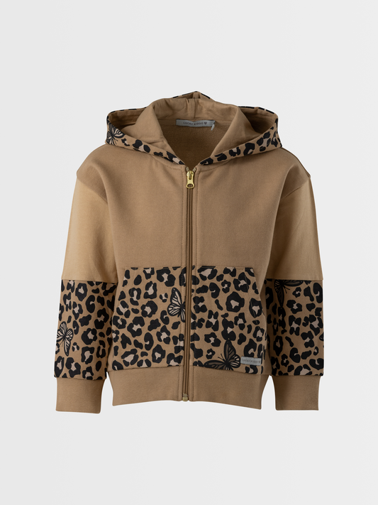 Wild Beige | Dekliški pulover z zadrgo in kapuco - Lucky Kiddo SI 