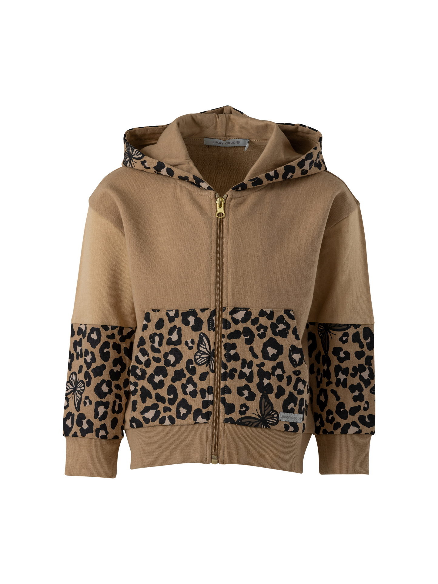 Wild Beige | Dekliški pulover z zadrgo in kapuco