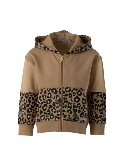 Wild Beige | Dekliški pulover z zadrgo in kapuco