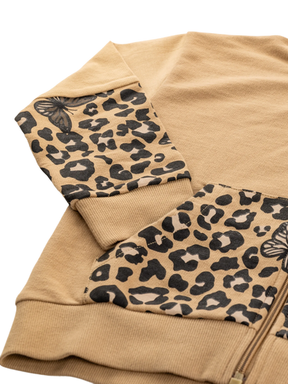 Wild Beige | Dekliški pulover z zadrgo in kapuco