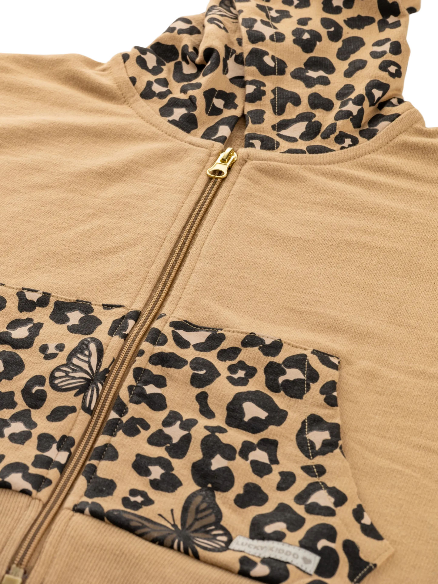 Wild Beige | Dekliški pulover z zadrgo in kapuco