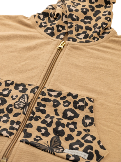Wild Beige | Dekliški pulover z zadrgo in kapuco