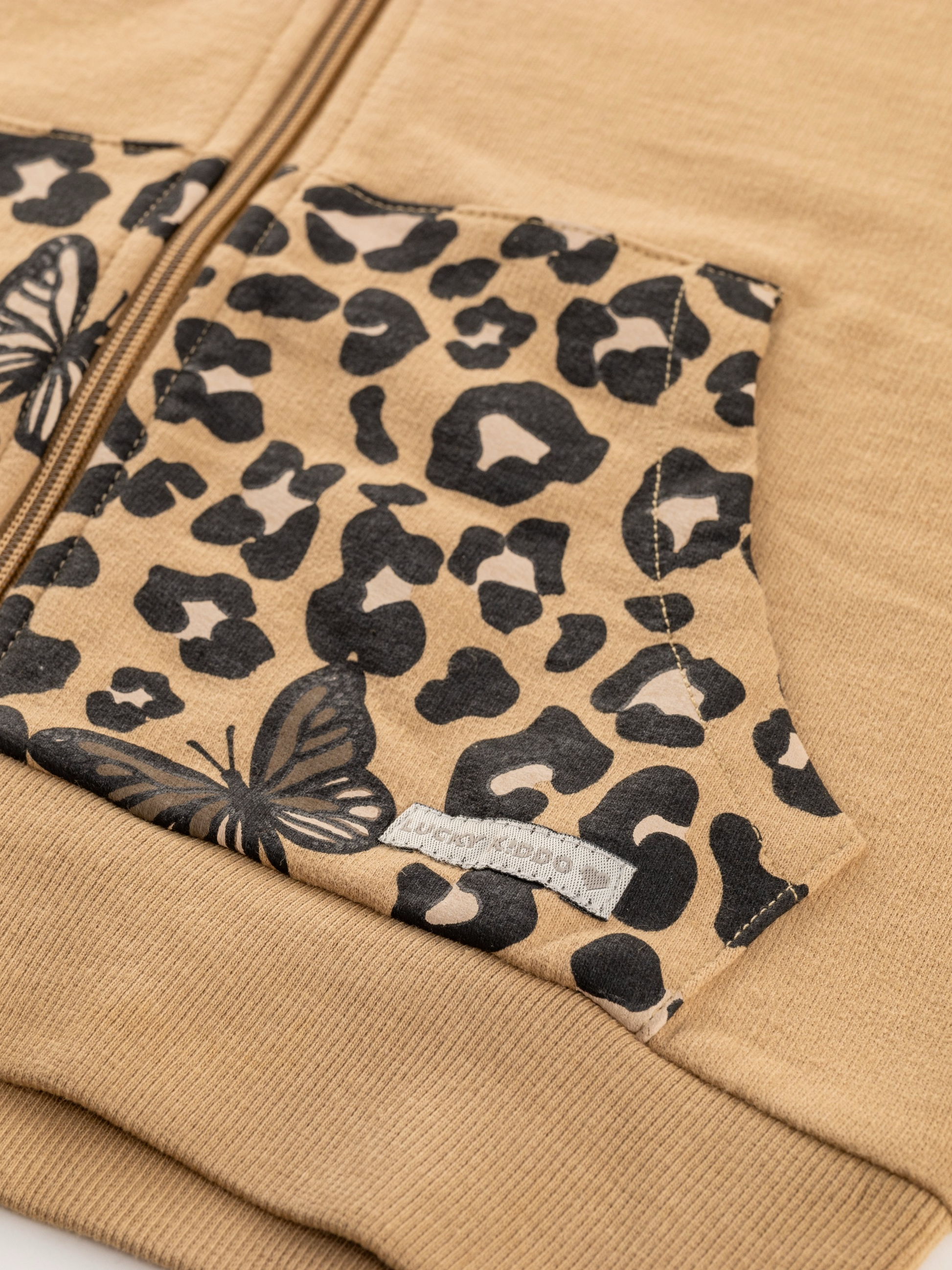 Wild Beige | Dekliški pulover z zadrgo in kapuco - Lucky Kiddo SI 