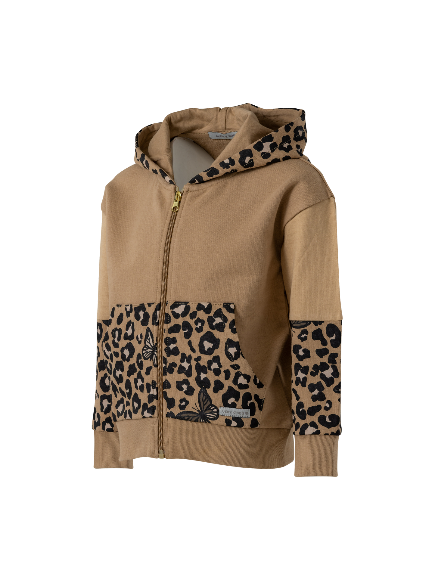 Wild Beige | Dekliški pulover z zadrgo in kapuco
