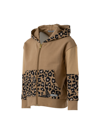 Wild Beige | Dekliški pulover z zadrgo in kapuco