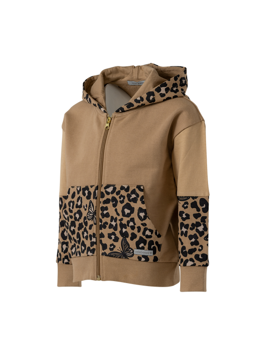 Wild Beige | Dekliški pulover z zadrgo in kapuco
