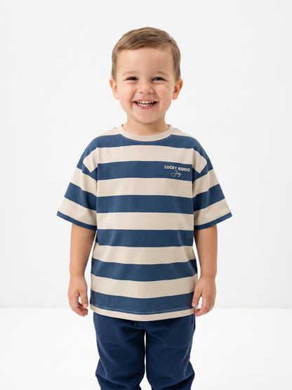 Sand Navy Stripes | Fantovska majica s kratkimi rokavi - ohlapen kroj