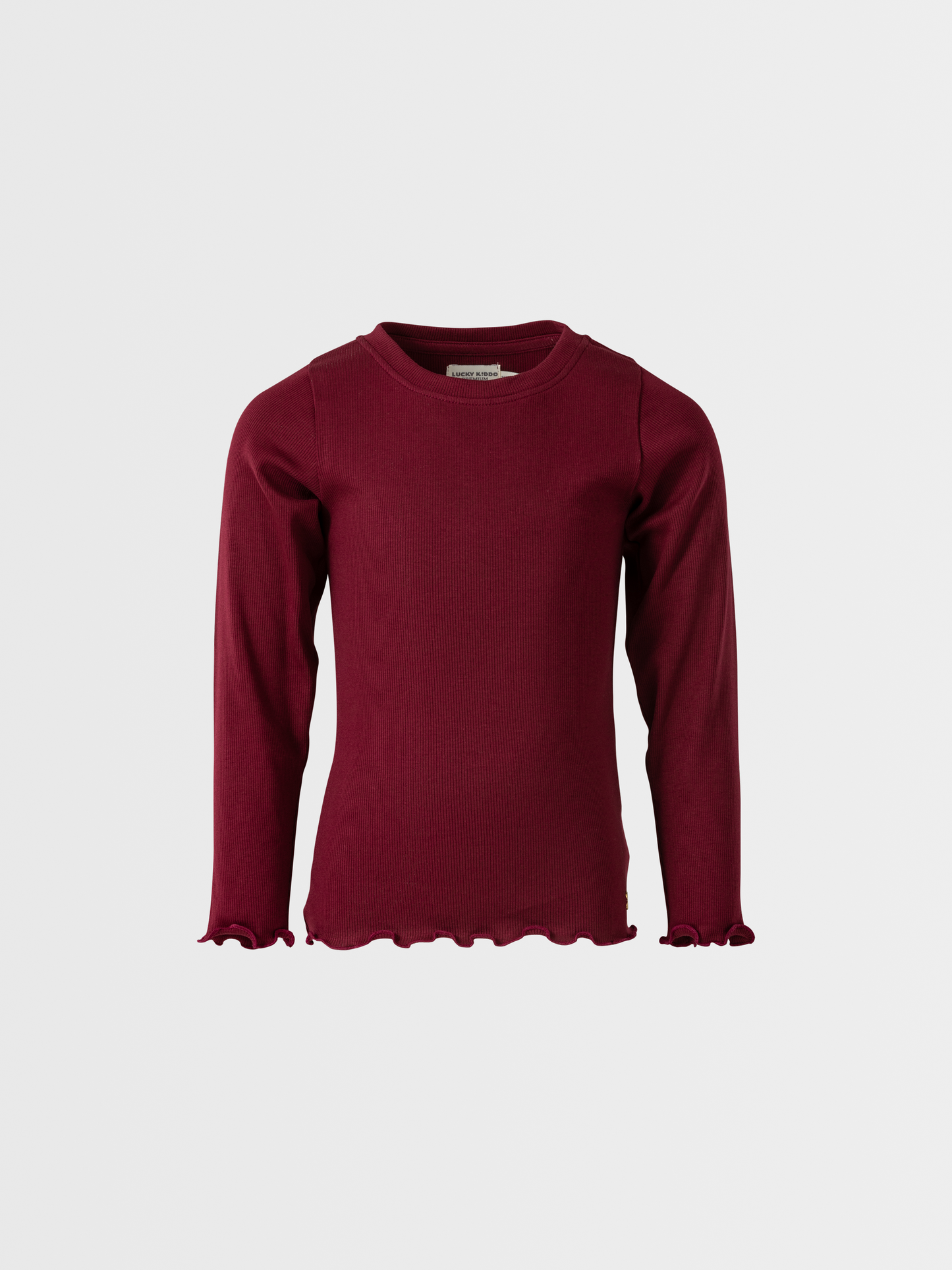 Berry Red | Dekliška majica z dolgimi rokavi in rebrasto strukturo