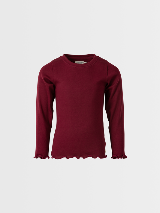 Berry Red | Dekliška majica z dolgimi rokavi in rebrasto strukturo