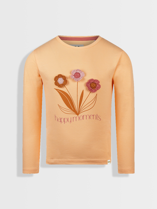 Peachy Flower | Dekliška majica z dolgimi rokavi - Lucky Kiddo SI 