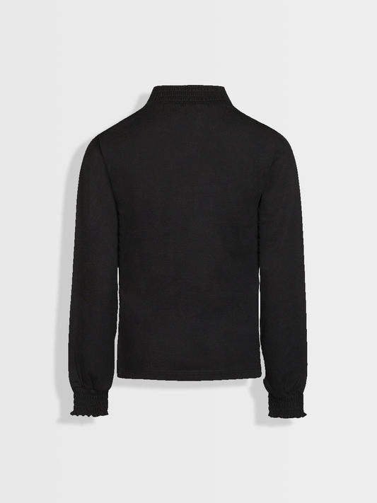 Elegant Black | Dekliška majica z dolgimi rokavi in višjim ovratnikom - Lucky Kiddo SI 