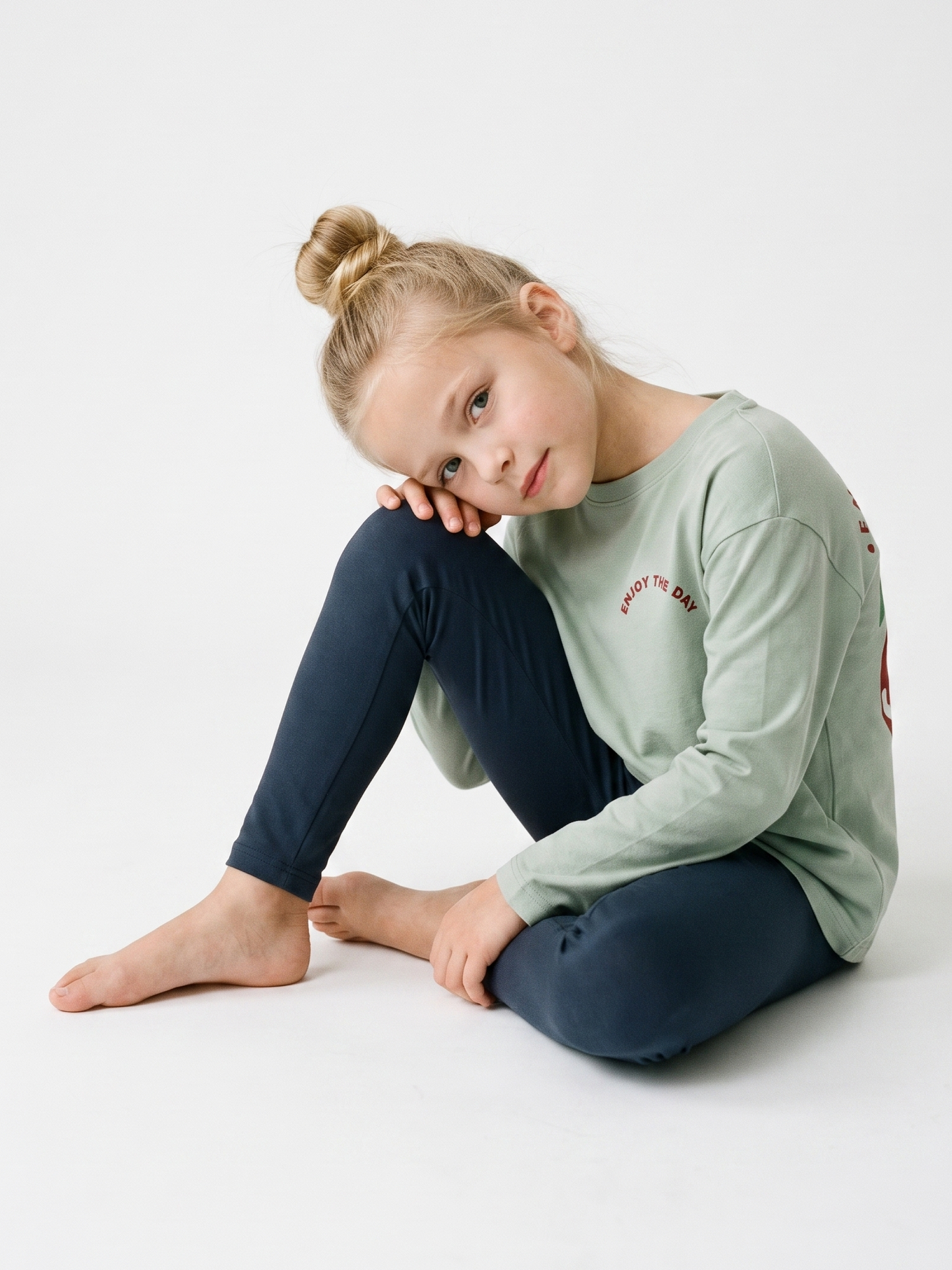 Mint Cherry Smile | Dekliška majica z dolgimi rokavi - ohlapen kroj