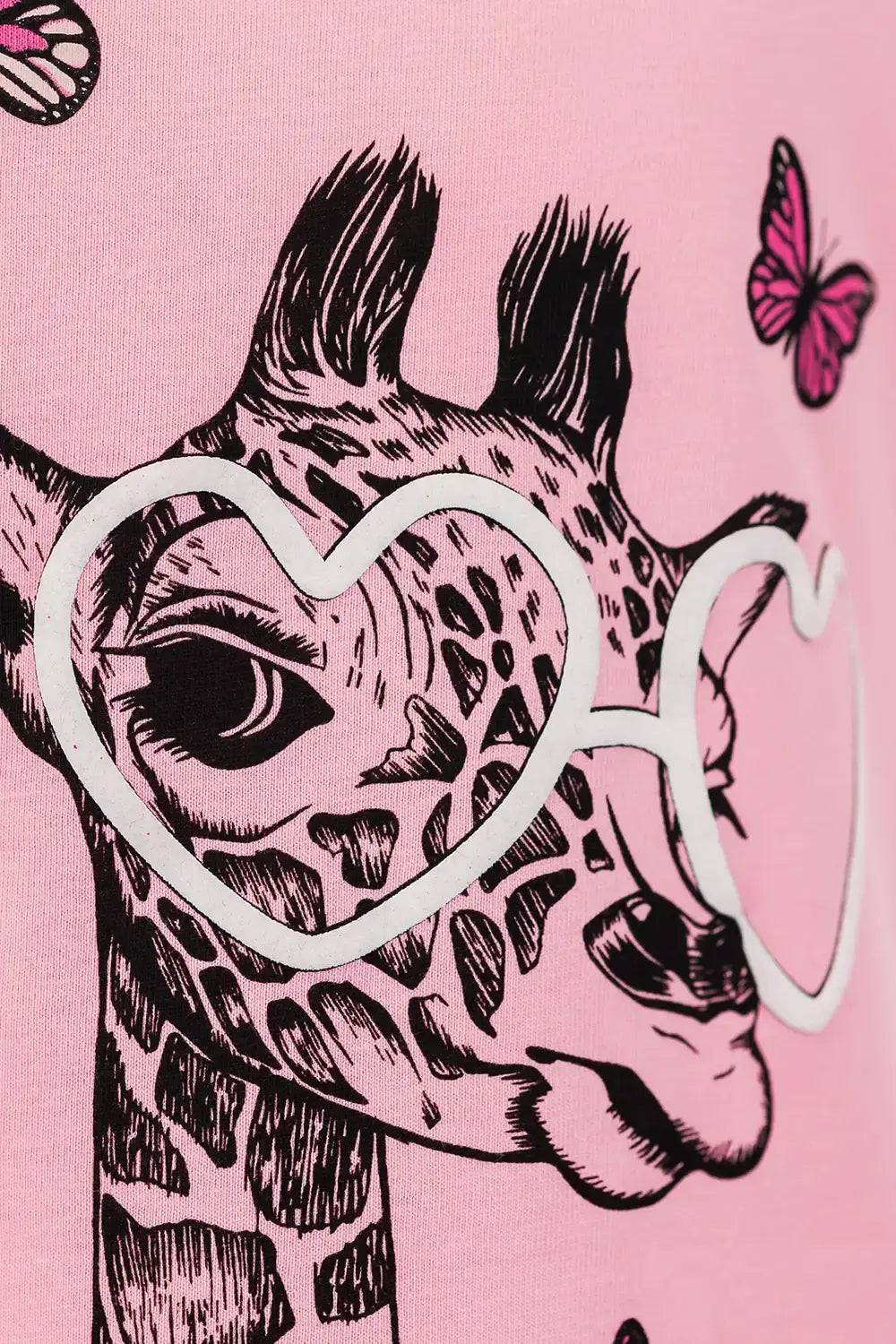 Dekliška kratka majica Pink Giraffe - Lucky Kiddo SI 