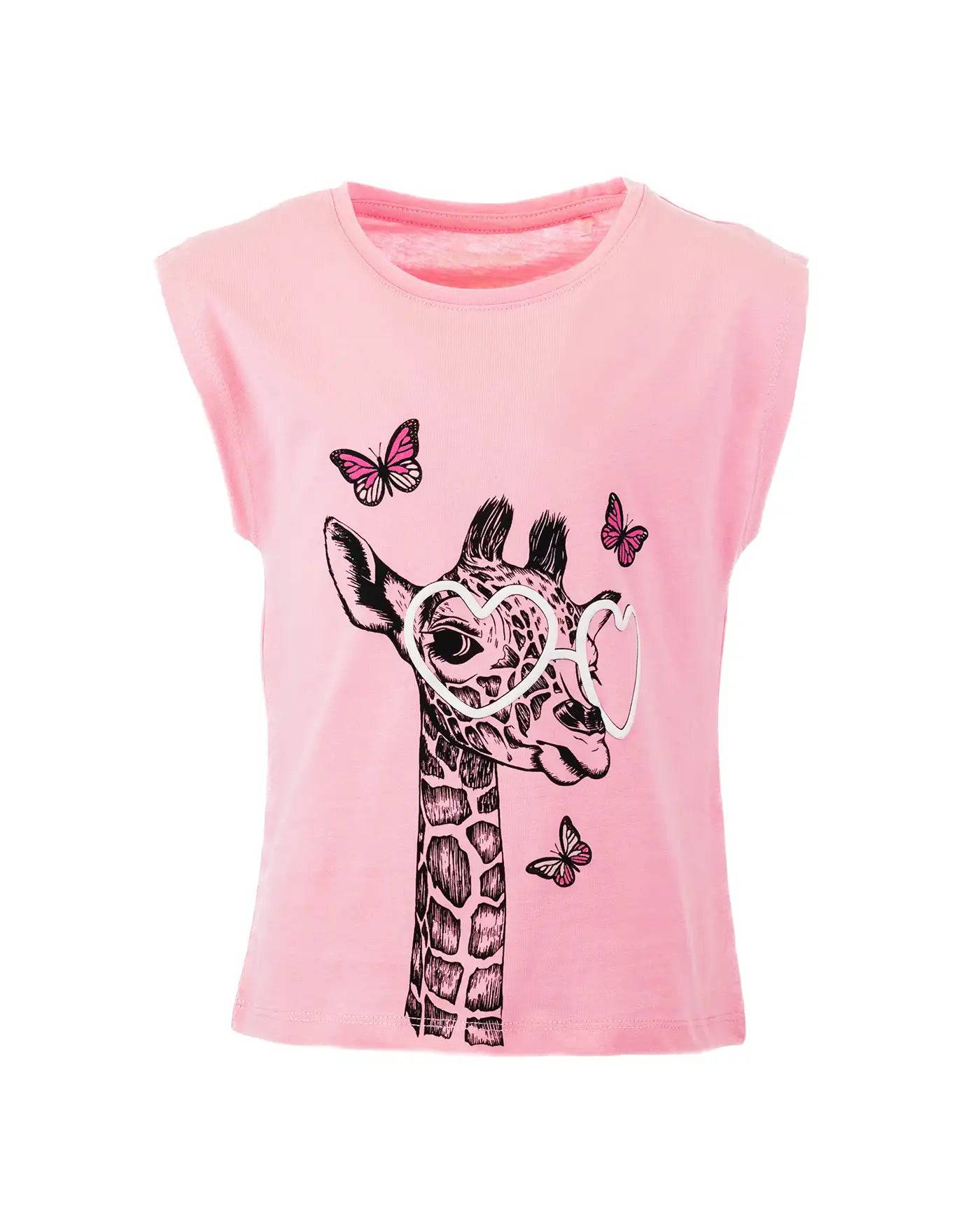 Dekliška kratka majica Pink Giraffe - Lucky Kiddo SI 