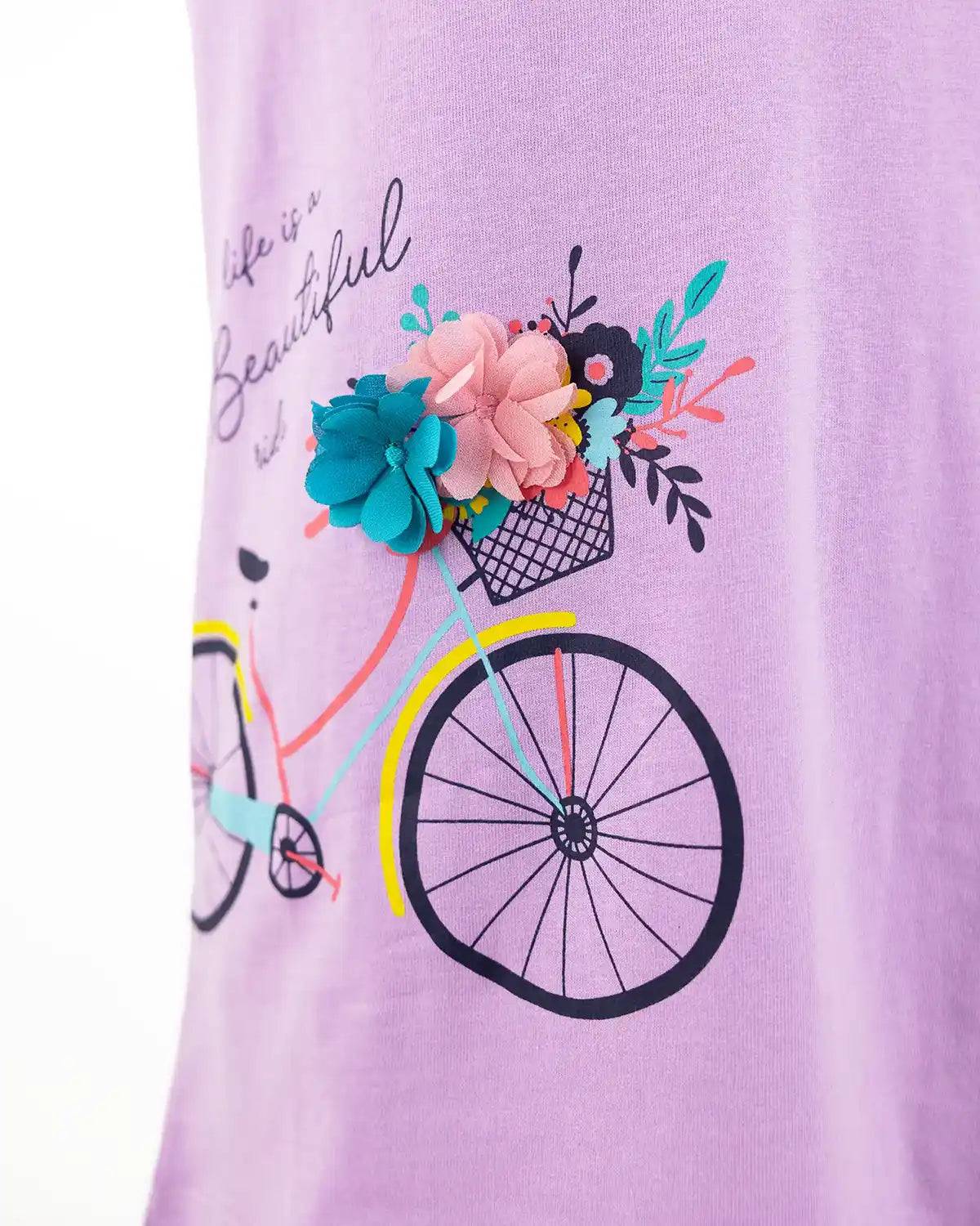 Dekliška kratka majica Purple Bike - Lucky Kiddo SI 